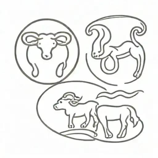 aquarius, leo and aries zodiac sign tattoo design idea