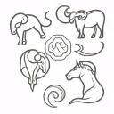 aquarius, leo and aries zodiac sign tattoo design idea