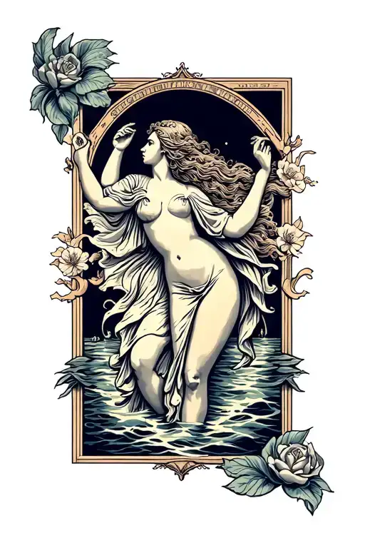 Birth of venus tattoo design idea