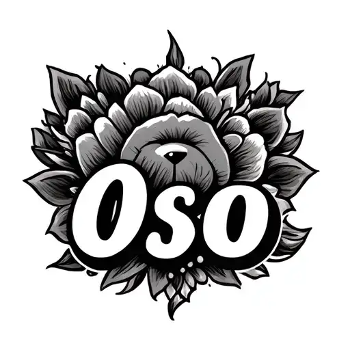 tribute tattoo featuring pets name in cursive: OSO tattoo design idea