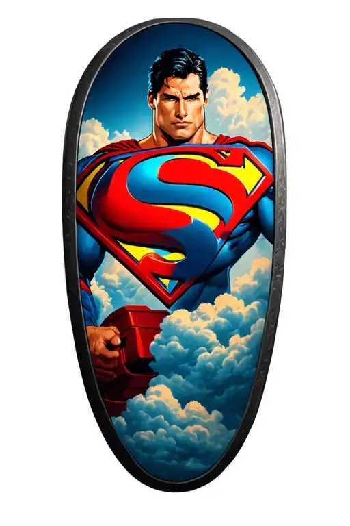 gym weights/ superman logo with clouds tattoo design idea