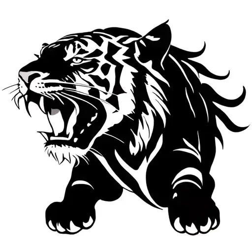 royal bengal tiger roaring tattoo design idea