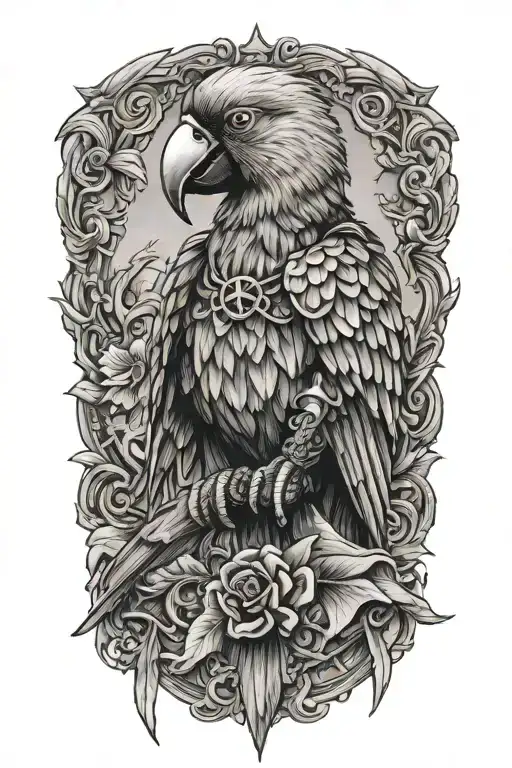 parrot pirate tattoo design idea
