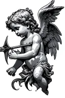 cherub with blindold and arrow tattoo design idea