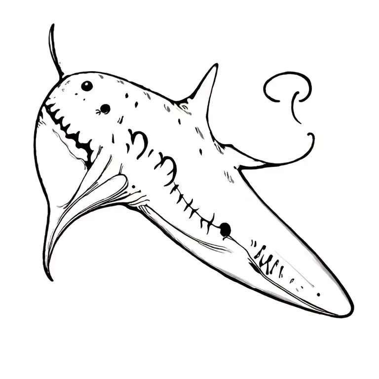 whale shark sting rays and semicolon incorporated tattoo design idea