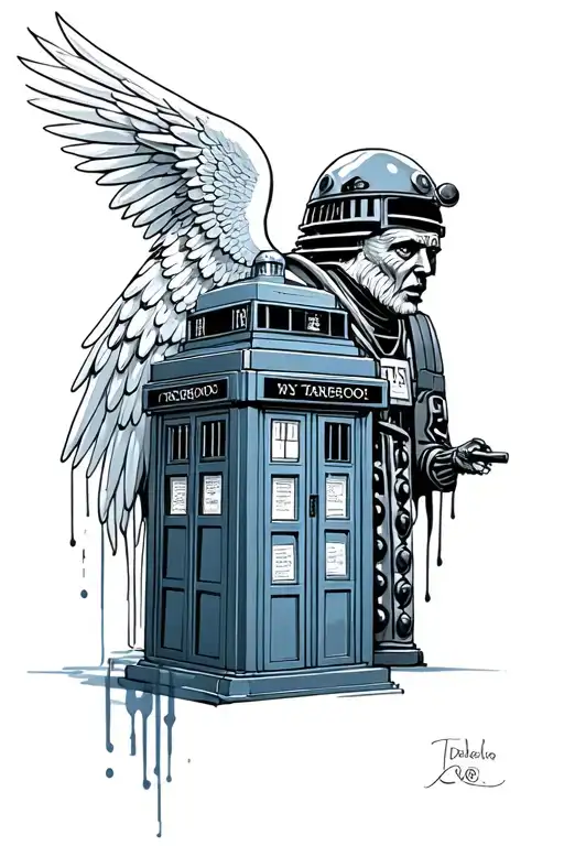 tardis + weeping angel + dalek  tattoo design idea