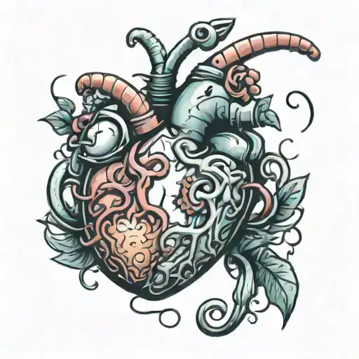 worm heart tattoo design idea