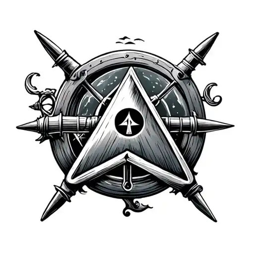 Bermuda Triangle rudder tattoo design idea
