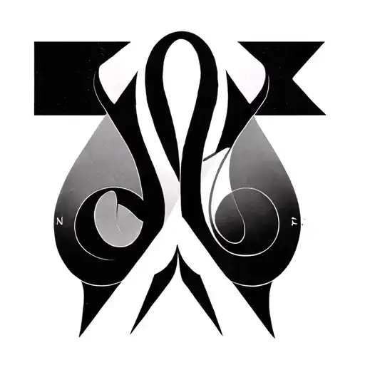 Geometric black tattoo design for a man combining the number 96 and the Cancer zodiac symbol. Minimalist, sharp lines, c tattoo design idea