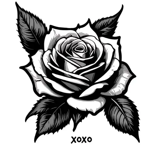 xoxo te amo mi corazón xoxo with a simple rose tattoo design idea