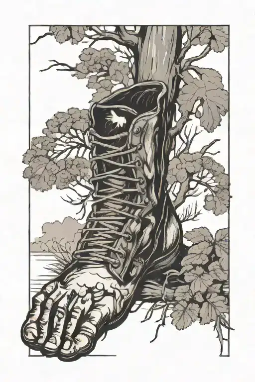 son foot print with name hunting scene tattoo design idea