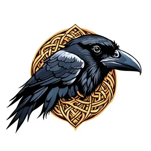 celtic knotwork with raven head tattoo design idea