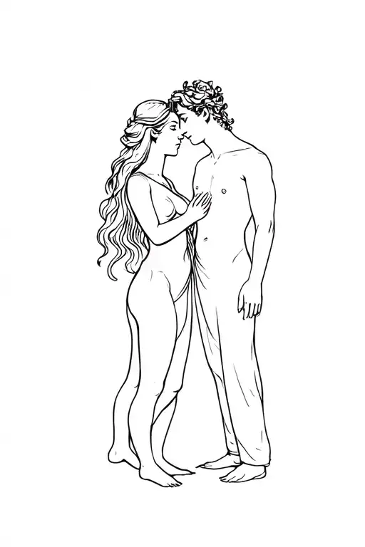orpheus and eurydice love story clothes greek mythology, easy tattoo design idea