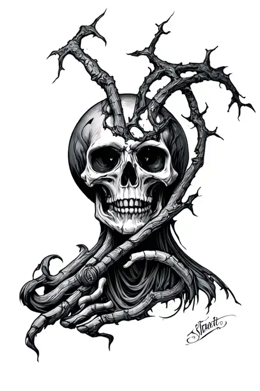 occult themed tattoo inspired by silent hill tattoo design idea