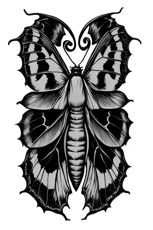 dark scary moth tattoo design idea