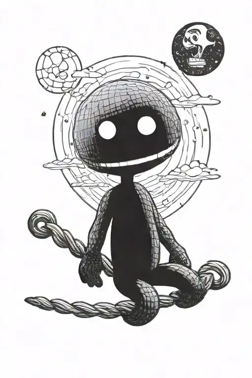 sackboy roping the moon tattoo design idea