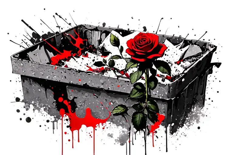 rose growing from concrete tattoo design idea