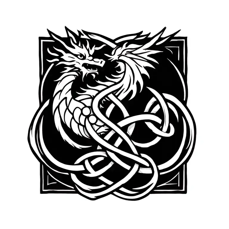 Celtic knot and welsh dragon tattoo design idea