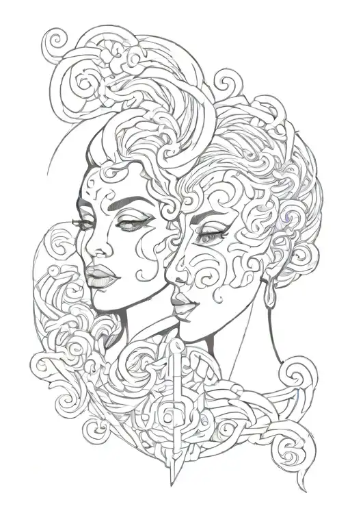Something to do with Gemini, two faces representing the diversity tattoo design idea