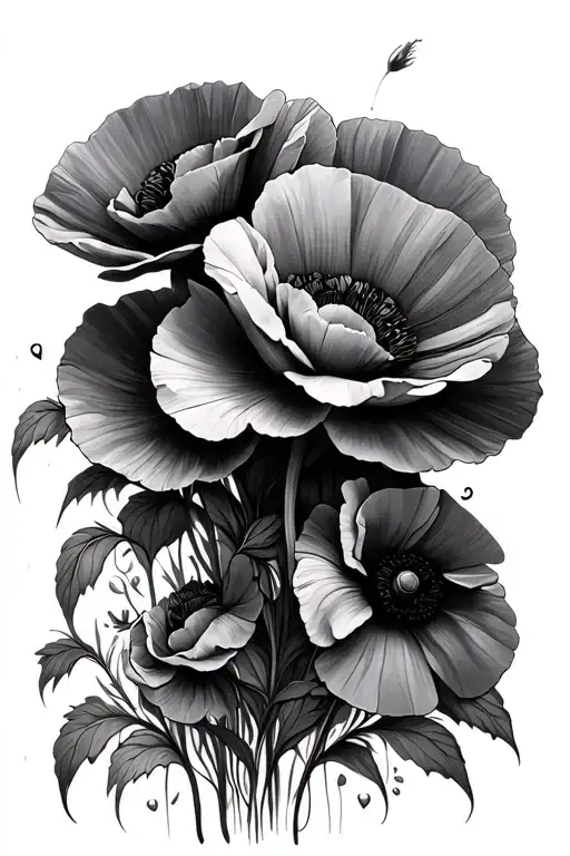 poppies and heaven something memorial for grandmother tattoo design idea