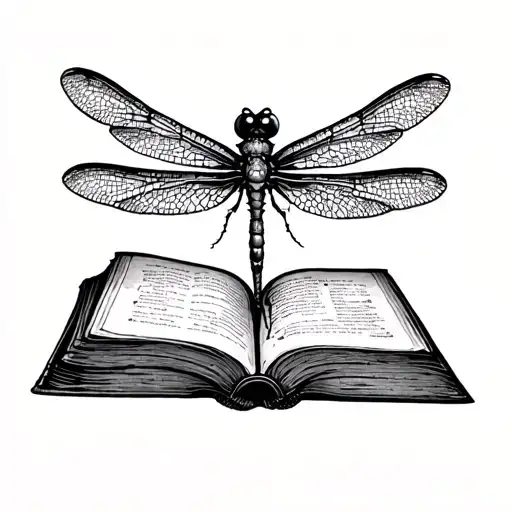 dragonfly and books gothic inspired tattoo tattoo design idea
