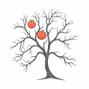 a bare tree with one red apple tattoo design idea