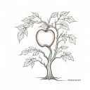 a bare tree with one red apple tattoo design idea