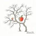 a bare tree with one red apple tattoo design idea