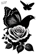 rose a butterfly a dove bird flying and 22 11 25 with aunty camille in arabic tattoo design idea