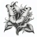 butterfly snake arum lilly tattoo design idea