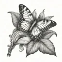 butterfly snake arum lilly tattoo design idea
