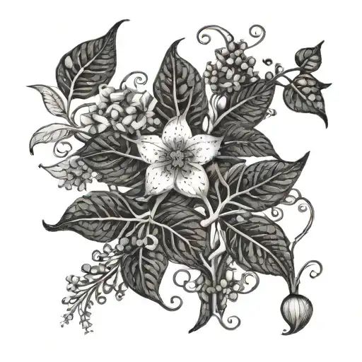 bittersweet nightshade vines and flowers intertwined  tattoo design idea