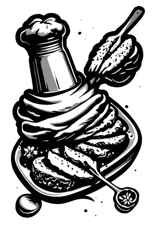 culinary themed sleeve tattoo design idea