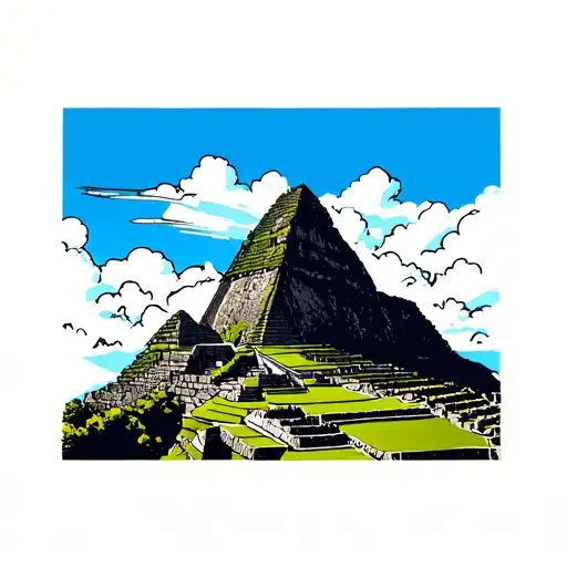 Machu Picchu lama wearing glasses tattoo design idea