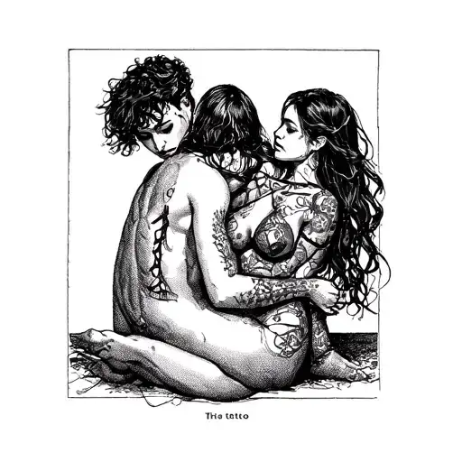 A smut book scene with a twist of dark romance and bondage imagery tattoo design idea
