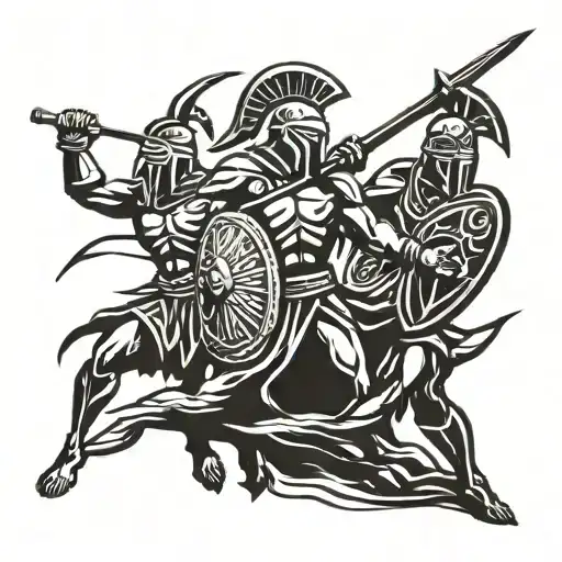 spartan war scene tattoo design idea