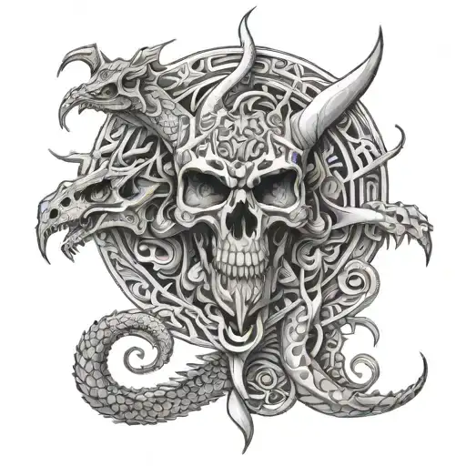 dragon skulls mandala design incorporating elements tattoo design idea