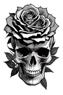 motor bike skull roses tattoo design idea