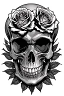 motor bike skull roses tattoo design idea