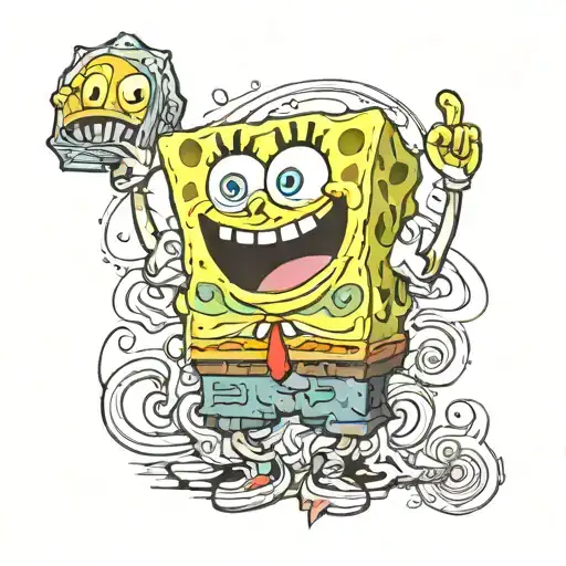 Spongebob eating it's own tail tattoo design idea