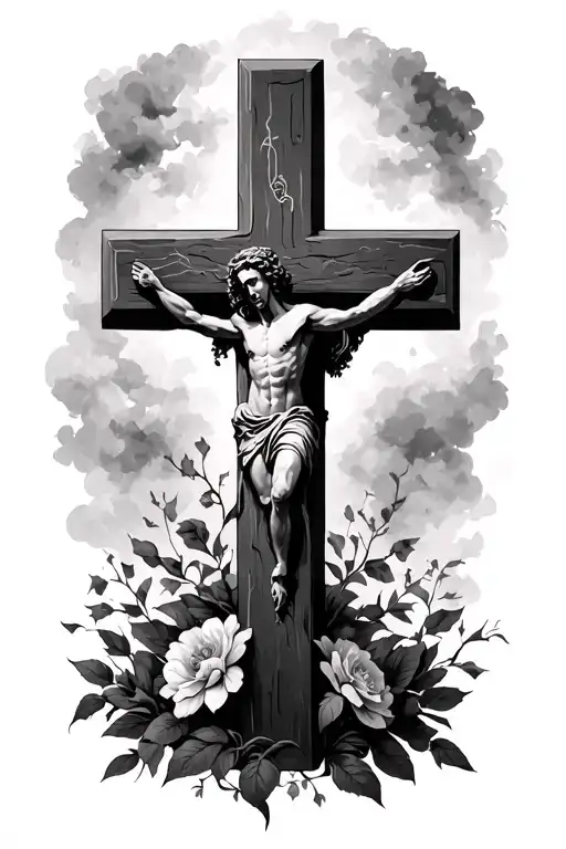 Matthew 6:25 on the side of a cross  tattoo design idea