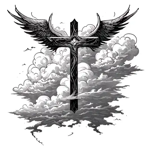 Fear God Cross Clouds tattoo design idea