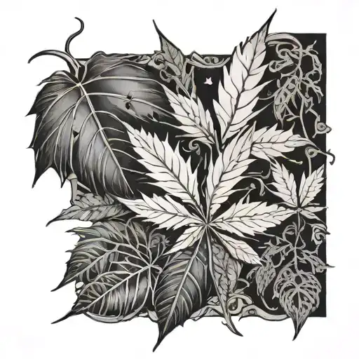 gothic weed leaf tattoo design idea