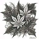 gothic weed leaf tattoo design idea