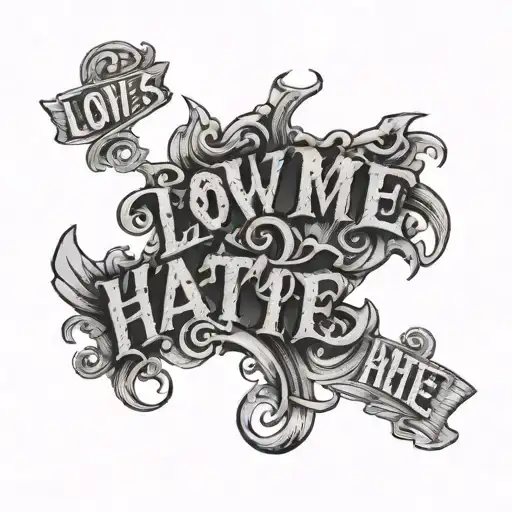 love me hate me lettering tattoo tattoo design idea