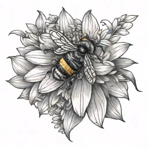 bumble bee daisy tattoo design idea