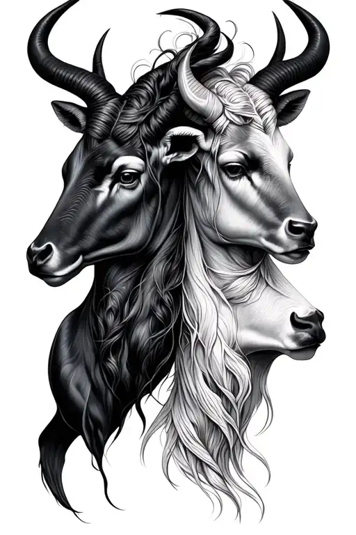 Taurus and Gemini twins  tattoo design idea