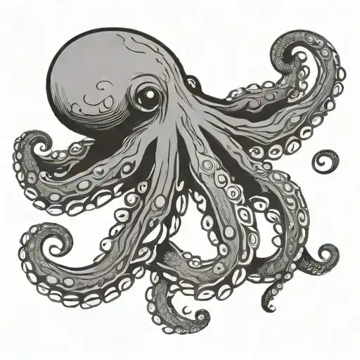 minimalist cute octopus line drawing tattoo design idea