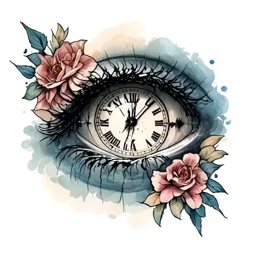 depression and anxiety and time tattoo design idea