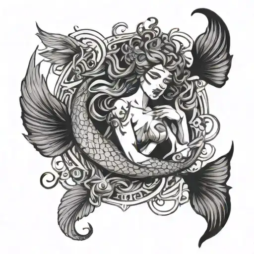 evil goddess Pisces tattoo tattoo design idea